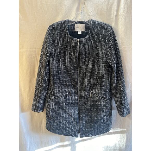 Carolina Belle Montréal Black & White Tweed Zip Front Coat – Women’s Size Small - Picture 5 of 6